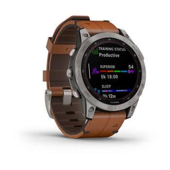 Спортивний годинник Garmin Fenix 7 Sapphire Solar Titanium з коричневим шкіряним ремінцем 010-02540-31 — фото 9