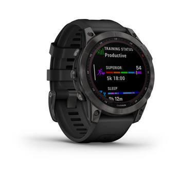 Спортивний годинник Garmin Fenix 7 Sapphire Solar Carbon Grey DLC Titanium з чорним ремінцем 010-02540-21 — фото 2
