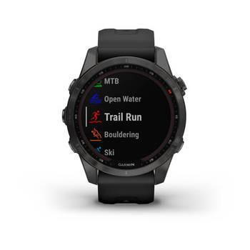 Спортивний годинник Garmin Fenix 7S Sapphire Solar Carbon Grey DLC Titanium з силіконовим ремінцем 010-02539-25 — фото 7