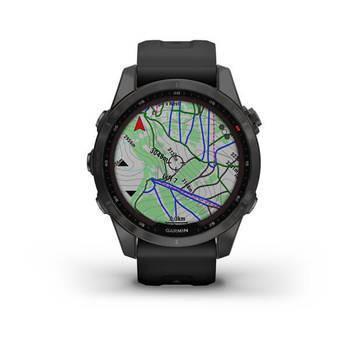 Спортивний годинник Garmin Fenix 7S Sapphire Solar Carbon Grey DLC Titanium з силіконовим ремінцем 010-02539-25 — фото 5