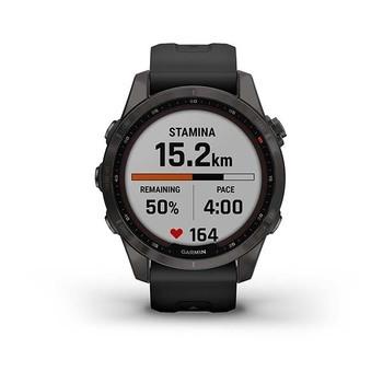 Спортивний годинник Garmin Fenix 7S Sapphire Solar Carbon Grey DLC Titanium з силіконовим ремінцем 010-02539-25 — фото 4