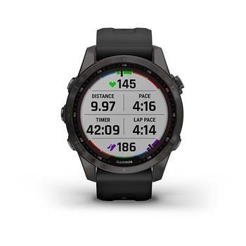 Спортивний годинник Garmin Fenix 7S Sapphire Solar Carbon Grey DLC Titanium з силіконовим ремінцем 010-02539-25 — фото 3