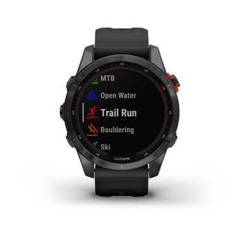 Спортивний годинник Garmin Fenix 7S Solar Slate Grey Black з чорним силіконовим ремінцем 010-02539-13 — фото 2