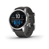 Спортивний годинник Garmin Fenix 7S Silver with Graphite з силіконовим ремінцем 010-02539-01