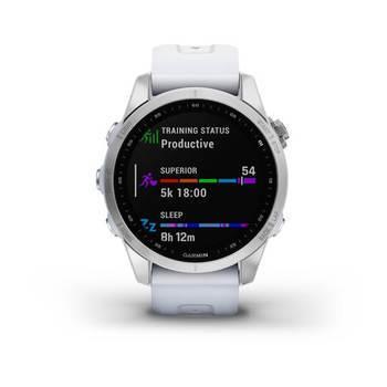 Спортивний годинник Garmin Fenix 7S Silver з білим силіконовим ремінцем 010-02539-03 — фото 7