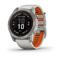 Спортивний годинник Garmin Fenix 7X Pro Sapphire Solar Titanium з сіро-помаранчевим силіконовим ремінцем 010-02778-15