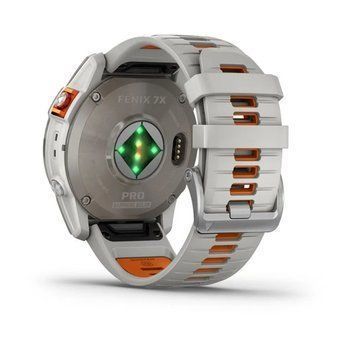 Спортивний годинник Garmin Fenix 7X Pro Sapphire Solar Titanium з сіро-помаранчевим силіконовим ремінцем 010-02778-15 — фото 8