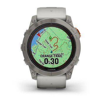 Спортивний годинник Garmin Fenix 7X Pro Sapphire Solar Titanium з сіро-помаранчевим силіконовим ремінцем 010-02778-15 — фото 4