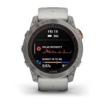 Спортивний годинник Garmin Fenix 7X Pro Sapphire Solar Titanium з сіро-помаранчевим силіконовим ремінцем 010-02778-15 — фото 2