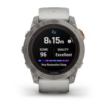 Спортивний годинник Garmin Fenix 7X Pro Sapphire Solar Titanium з сіро-помаранчевим силіконовим ремінцем 010-02778-15 — фото 6