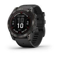 Спортивний годинник Garmin Fenix 7X Pro Sapphire Solar Edition Carbon Gray DLC Titanium з чорним силіконовим ремінцем 010-02778-11