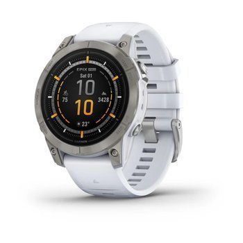 Спортивний годинник Garmin Epix Pro Gen 2 Sapphire Edition (47мм) Titanium з силіконовим білим ремінцем 010-02803-21
