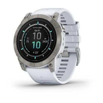 Спортивний годинник Garmin Epix Pro Gen 2 Sapphire Edition (51мм) Titanium з силіконовим білим ремінцем 010-02804-11