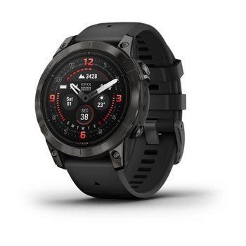 Спортивний годинник Garmin Epix Pro Gen 2 Sapphire Edition (47мм) Carbon Gray DLC Titanium  з чорним силіконовим ремінцем 010-02803-11