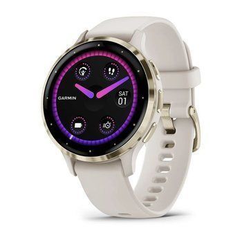 Спортивний годинник Garmin Venu 3S Ivory Soft Gold з силіконовим ремінцем 010-02785-04 