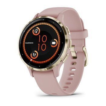 Спортивний годинник Garmin Venu 3S Dust Rose Soft Gold з силіконовим ремінцем 010-02785-03