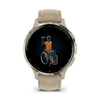 Спортивний годинник Garmin Venu 3S French Gray Soft Gold з шкіряним ремінцем 010-02785-55 — фото 5