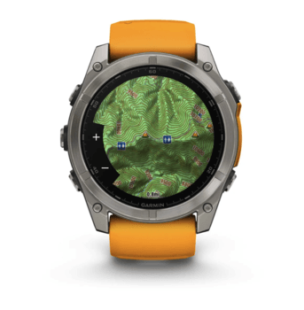 Спортивний годинник Garmin Fenix 8 Amoled 51 мм Sapphire Titanium з помаранчевим силіконовим ремінцем 010-02905-11 — фото 6