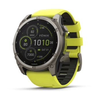 Спортивний годинник Garmin Fenix 8 Solar 51мм Sapphire Titanium з жовтим силіконовим ремінцем 010-02907-21