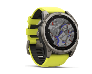 Спортивний годинник Garmin Fenix 8 Solar 47мм Sapphire Titanium з жовтим силіконовим ремінцем 010-02906-21 — фото 4
