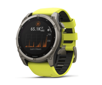 Спортивний годинник Garmin Fenix 8 Solar 47мм Sapphire Titanium з жовтим силіконовим ремінцем 010-02906-21 — фото 7