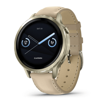 Спортивний годинник Garmin Venu 4 41мм Lunar Gold із шкіряним ремінцем 010-03013-03 — фото 2