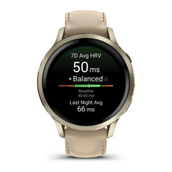 Спортивний годинник Garmin Venu 4 41мм Lunar Gold із шкіряним ремінцем 010-03013-03 — фото 9