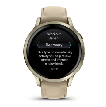 Спортивний годинник Garmin Venu 4 41мм Lunar Gold із шкіряним ремінцем 010-03013-03 — фото 5