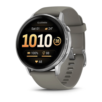 Спортивний годинник Garmin Venu 4 45мм Silver Gray із сірим силіконовим ремінцем 010-03014-01 — фото 1