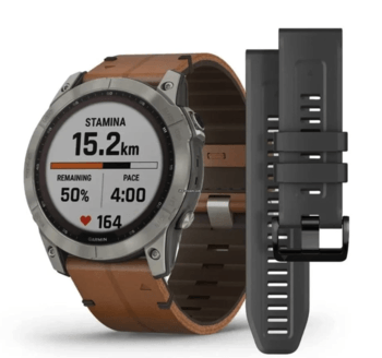Спортивний годинник Garmin Fenix 8 Amoled 51мм Sapphire Carbon Grey з коричневим шкіряним ремінцем 010-02905-40 уцінка  — фото 2