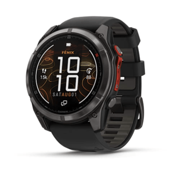 Спортивний годинник Garmin Fenix 8 MicroLED 51мм Sapphire Titanium Carbon Gray з чорним силіконовим ремінцем 010-03380-05