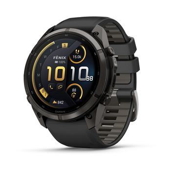 Спортивний годинник Garmin Fenix 9 Pro Amoled inReach 51мм Carbon Gray DLC Titanium з чорно-сірим силіконовим ремінцем 010-04337-11