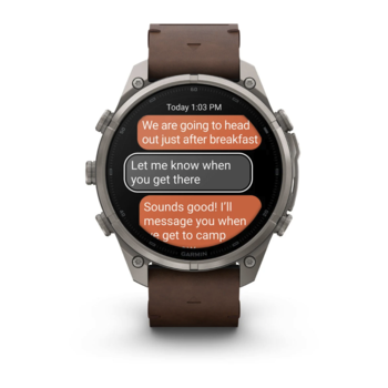 Спортивний годинник Garmin Fenix 9 Pro Amoled inReach 47 мм Titanium із шкіряним ремінцем 010-04336-41 — фото 6