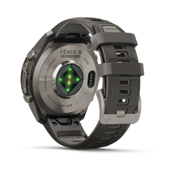 Спортивний годинник Garmin Fenix 9 Pro Solar inReach 47 мм Titanium із силіконовим сірим ремінцем 010-04338-01 — фото 2