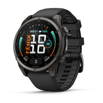 Спортивний годинник Garmin Fenix 9 47 мм Carbon Gray DLC із чорним силіконовим ремінцем 010-04762-11