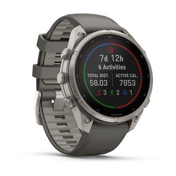 Спортивний годинник Garmin Fenix 9 Pro Solar 47 мм Titanium із силіконовим сіро-срібним ремінцем 010-04338-01 — фото 2