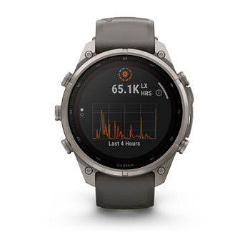 Спортивний годинник Garmin Fenix 9 Pro Solar 47 мм Titanium із силіконовим сіро-срібним ремінцем 010-04338-01 — фото 3