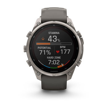 Спортивний годинник Garmin Fenix 9 Pro Solar 47 мм Titanium із силіконовим сіро-срібним ремінцем 010-04338-01 — фото 5