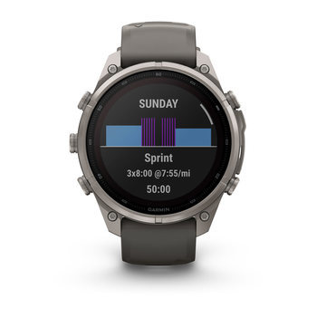 Спортивний годинник Garmin Fenix 9 Pro Solar 47 мм Titanium із силіконовим сіро-срібним ремінцем 010-04338-01 — фото 9