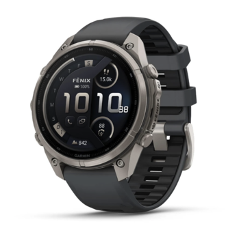 Спортивний годинник Garmin Fenix 9 Pro Amoled inReach 47 мм Titanium із сірим силіконовим ремінцем 010-04336-21 — фото 1