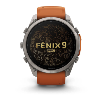 Спортивний годинник Garmin Fenix 9 Pro Amoled 51мм Titanium із помаранчевим силіконовим ремінцем 010-04337-01 — фото 12