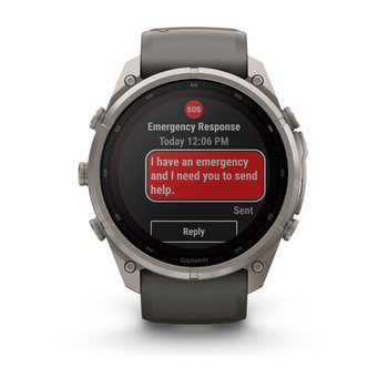Спортивний годинник Garmin Fenix 9 Pro Solar inReach 51 мм Titanium із темно-сірим силіконовим ремінцем 010-04339-01 — фото 7