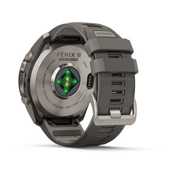 Спортивний годинник Garmin Fenix 9 Pro Solar inReach 51 мм Titanium із темно-сірим силіконовим ремінцем 010-04339-01 — фото 11