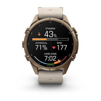 Спортивний годинник Garmin Fenix 9 Pro Amoled inReach 43 мм Autumn Gold Titanium із бежевим шкіряним ремінцем 010-04335-41 — фото 3