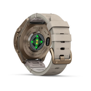 Спортивний годинник Garmin Fenix 9 Pro Amoled inReach 43 мм Autumn Gold Titanium із бежевим шкіряним ремінцем 010-04335-41 — фото 11
