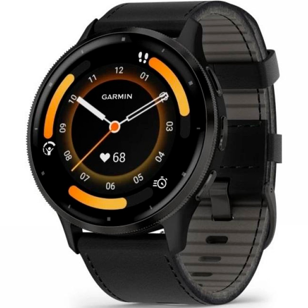 Смарт-годинник Garmin Venu 3 Slate Stainless Steel Bezel with Black Case and Leather Band 010-02784-52