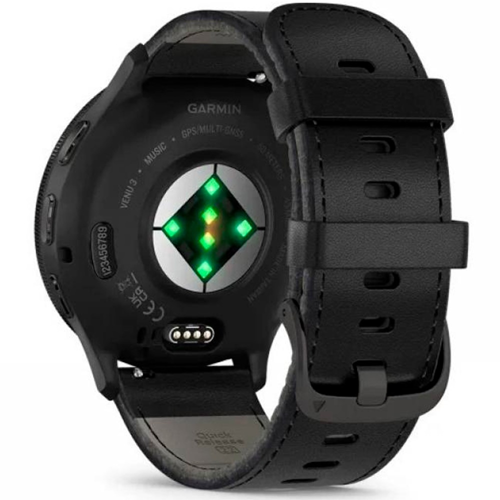 Смарт-годинник Garmin Venu 3 Slate Stainless Steel Bezel with Black Case and Leather Band 010-02784-52