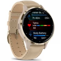 Смарт-годинник Garmin Venu 3S Soft Gold Stainless Steel Bezel with Ivory Case and Silicone Band 010-02785-55