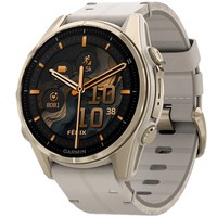 Фото Смарт-годинник Garmin Fenix 8 Amoled 43 мм Sapphire Soft Gold with Limestone Leather Band 010-02903-40