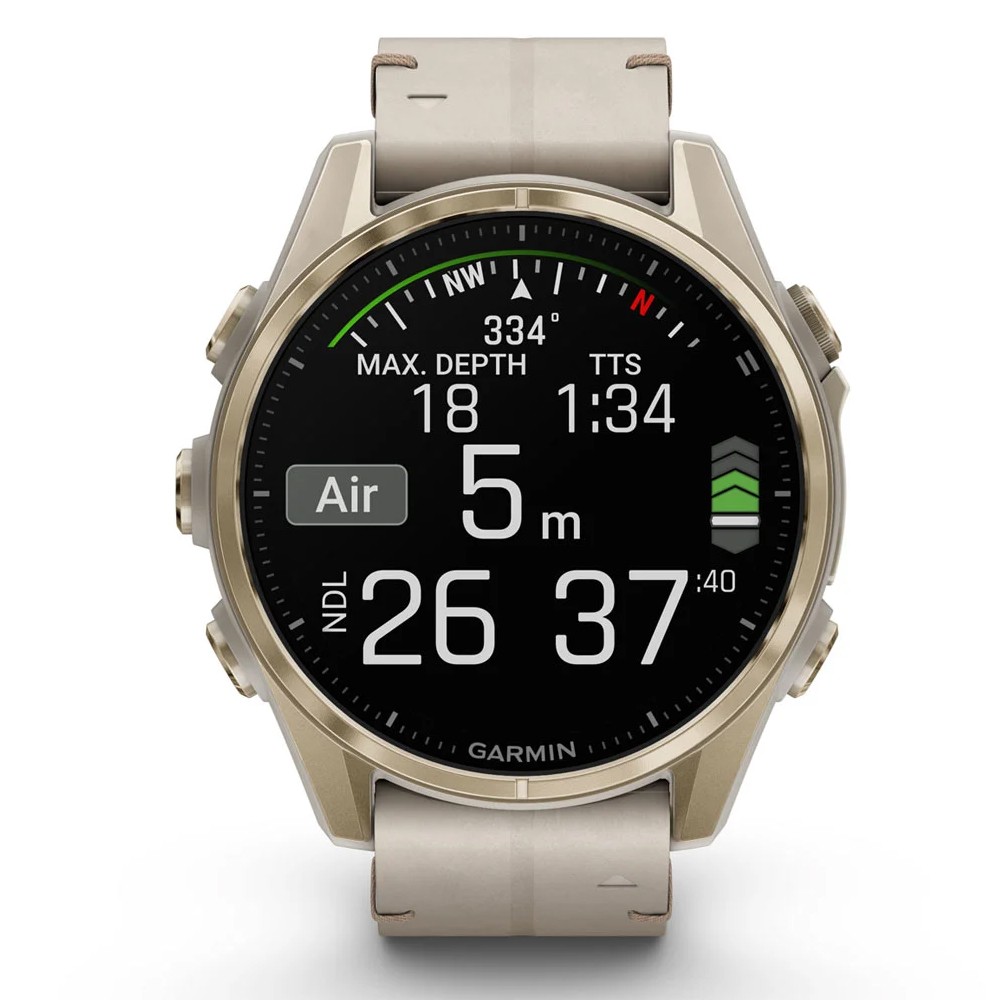 Смарт-годинник Garmin Fenix 8 Amoled 43 мм Sapphire Soft Gold with Limestone Leather Band 010-02903-40